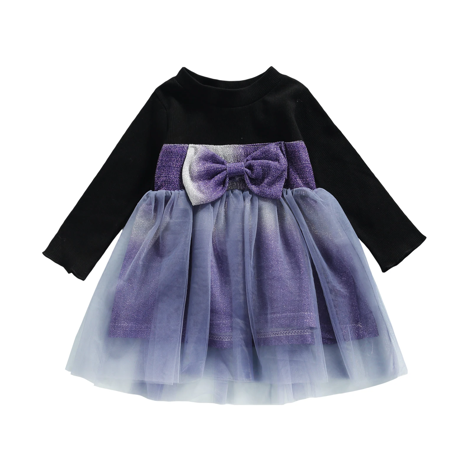 

Повседневное платье с длинным рукавом для маленьких девочек, модное Сетчатое ТРАПЕЦИЕВИДНОЕ ПЛАТЬЕ контрастных цветов с прострочкой