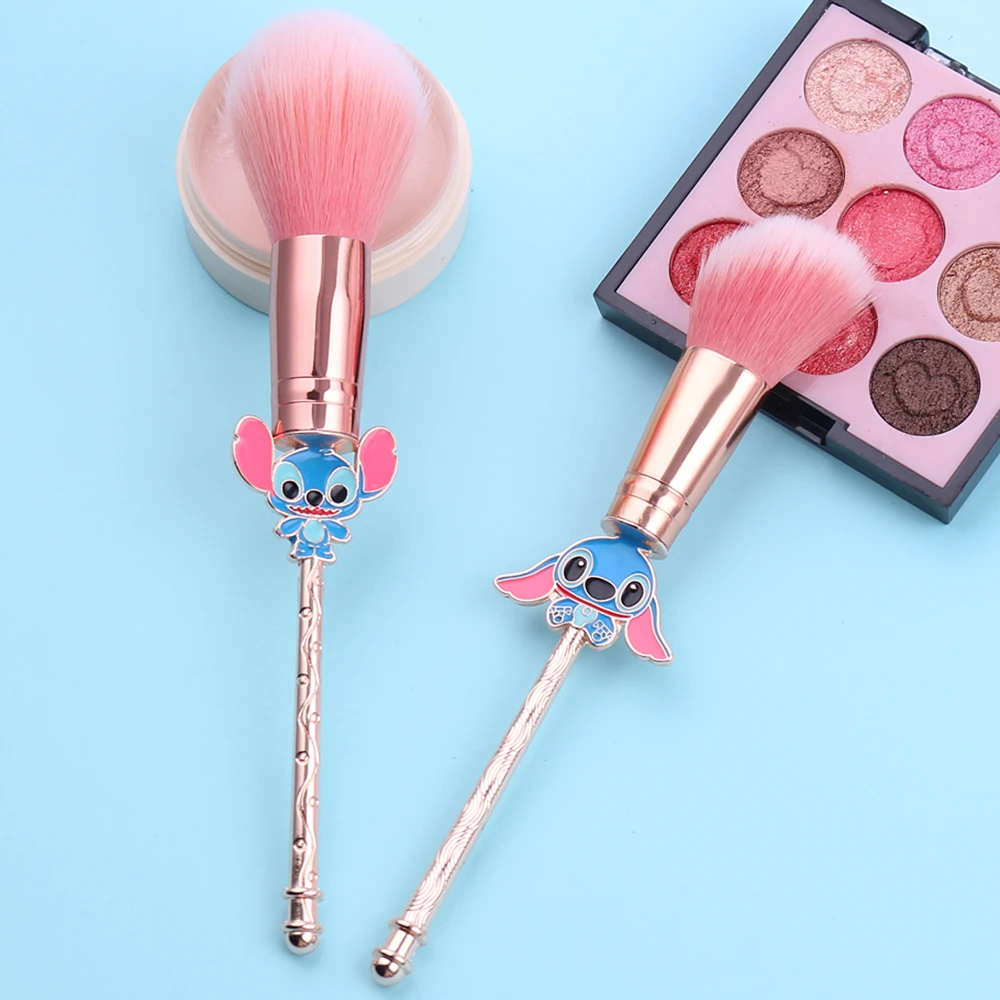 Kawaii Stitch, большая пудра, румяна, Кисть для макияжа, розовые кисти для волос, 1 шт., кисть для основы, инструмент для красоты лица, профессиональная косметика