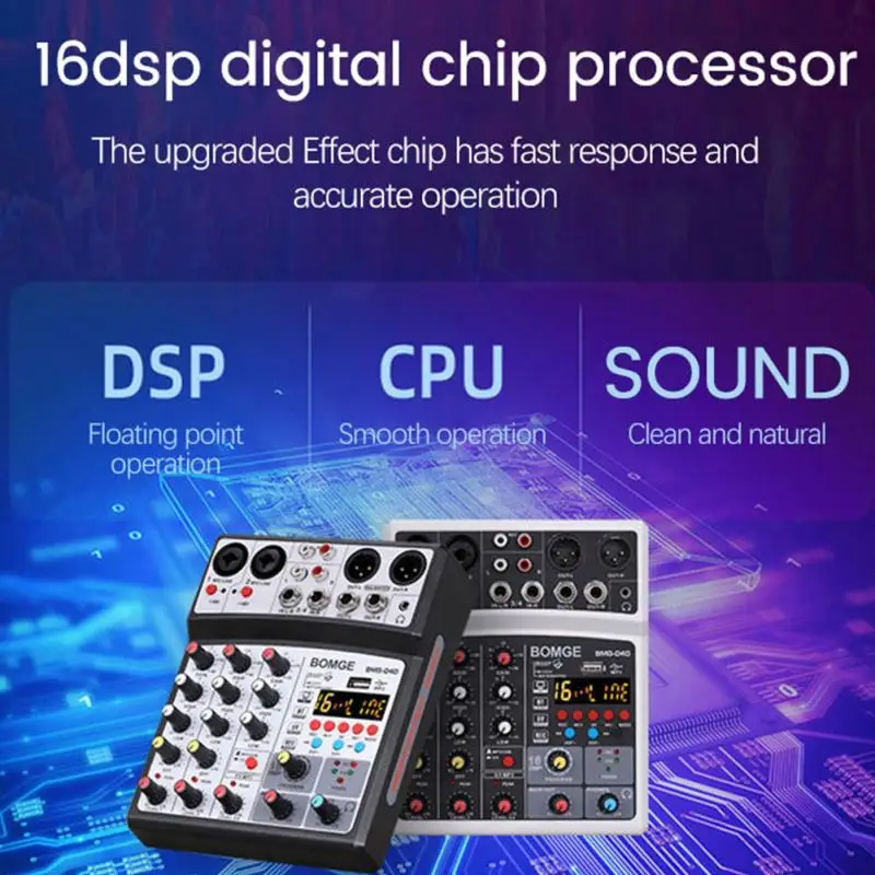 4-канальный звуковой микшер DJ-консоль звуковая карта с USB записью и фантомным