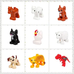 Строительные блоки большого размера сделай сам, аксессуары для животных, рыба, собака, кролик, совместимы с развивающими игрушками, подарки для детей