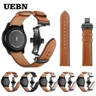 Ремешок UEBN кожаный для Samsung Galaxy Watch 46 мм Active, черный браслет с застежкой-бабочкой для Gear S3 Classic, 22 мм