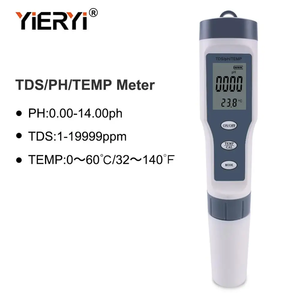 TPH01138 TDS рН-метр PH/TDS/EC/измеритель температуры Цифровой Измеритель Качества Воды Тестер для бассейнов, питьевой воды, аквариумов - Цвет: TPH01138