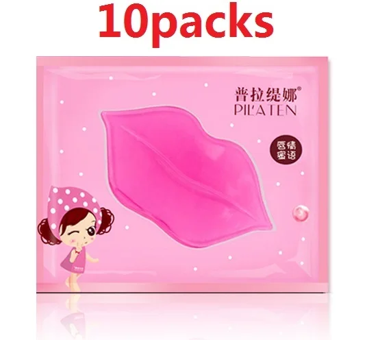 10Pack EFERO маска для губ с кристаллами и коллагеном, подушечки для губ, отбеливающая эссенция, против старения, пластырь для морщин, гелевые маски для губ, усилитель губ, 3 шт - Цвет: 10Pack