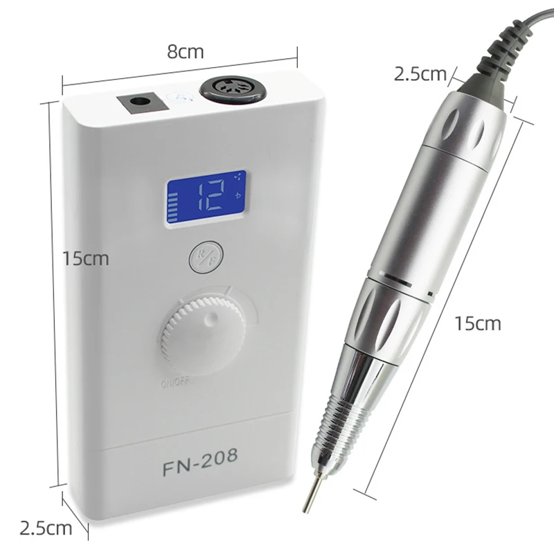 

EU Plug New Pro Brushless Nail Drill 35000RPM Electric Manicure Drill Rechargeable Portable Pedicure Set-silver white