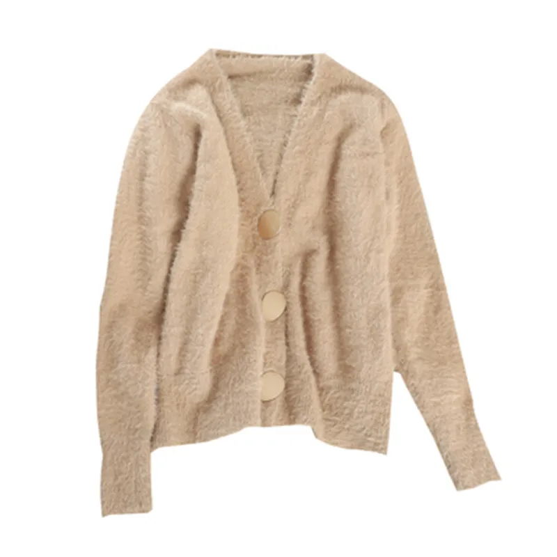 SINGRAIN норковый кашемировый вязаный кардиган Женская мода осень джемпер корейский