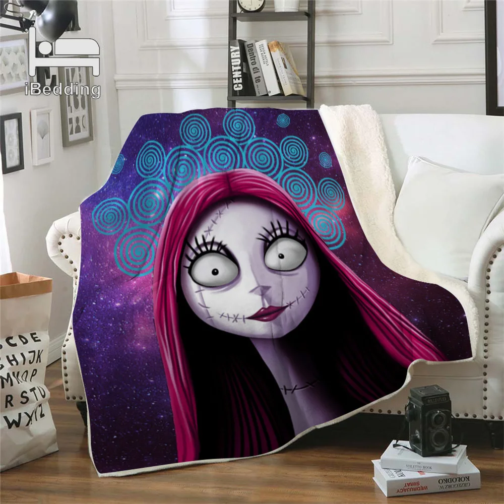 Одеяло с принтом Кошмар перед Рождеством Премиум качество шерпа одеяла для