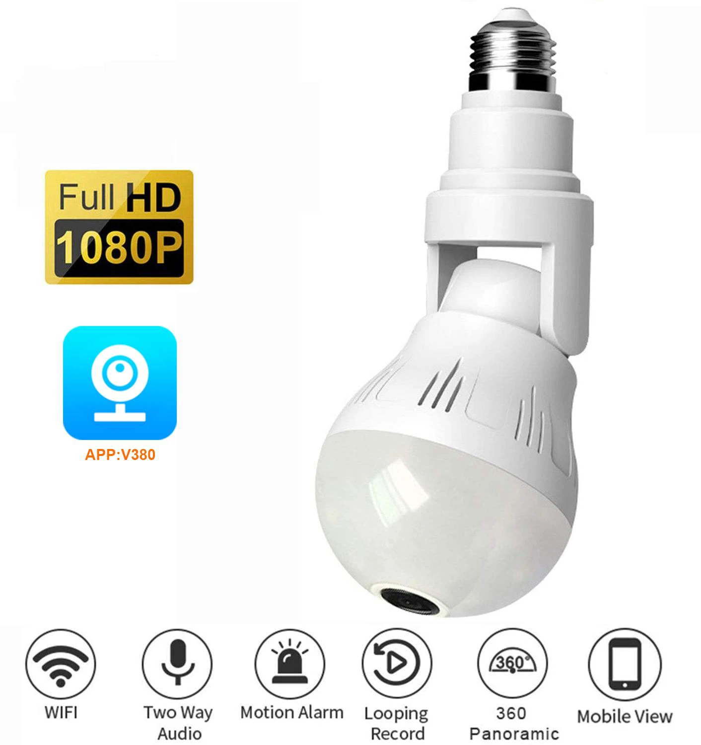 

2MP Wifi Panorama Camera Security Lamp Panoramic Bulb CCTV Video Wireless IP Camera Surveillance Fisheye HD Night Vision Camera