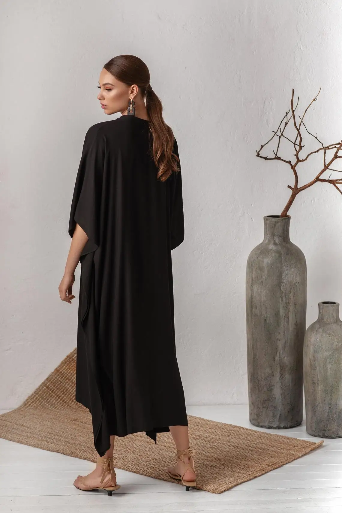 Пляжная накидка свободное летнее платье новинка 2021 черное праздничное с