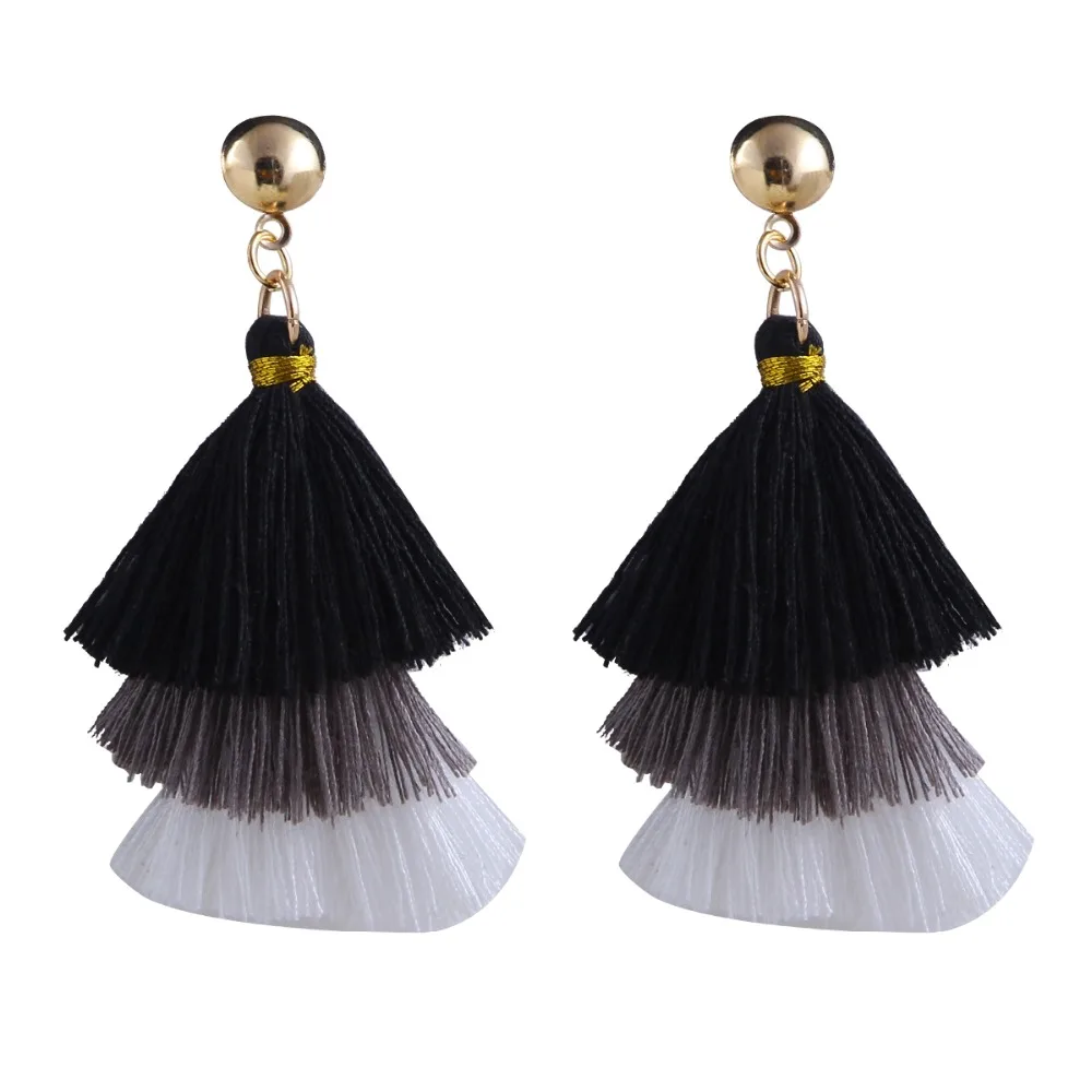Qtian Boho Серьги-кисточки женские длинные висячие серьги для женщин девушек красные синие фиолетовые богемные массивные ювелирные изделия