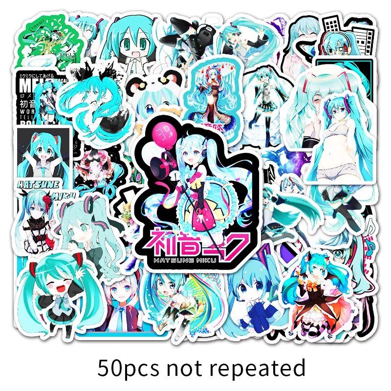 Оригинальный Hatsune Miku 50 шт в наборе наклейки Стиле персонажа Мику из аниме Vocaloid