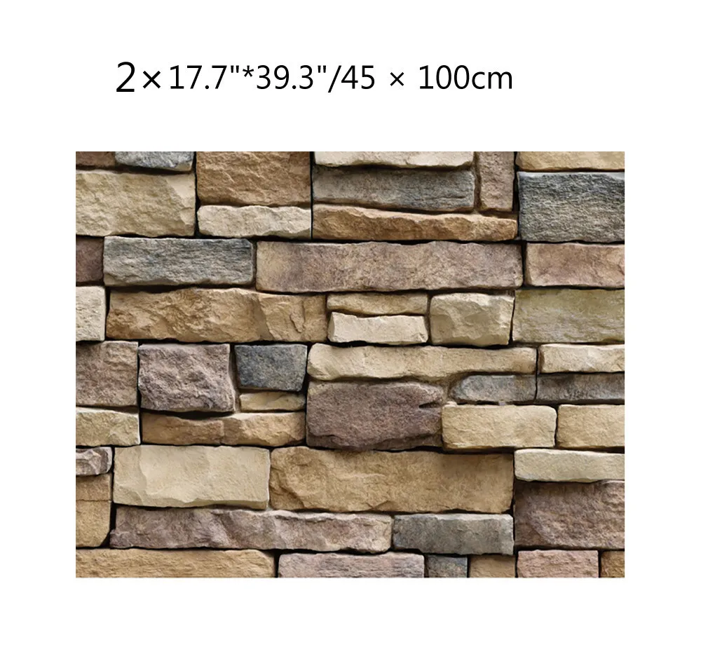 1PC 10M Style 3D Wall Paper Brick Stone Rustic Effect Self-adhesive Sticker Home Decor Accessories L*5 | Дом и сад