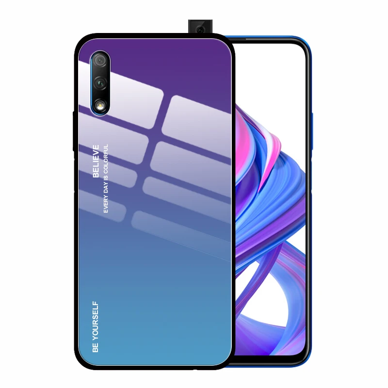 Модный чехол из закаленного стекла с градиентом кристалла для Huawei Honor 20 Pro 9X 8X 10 Lite