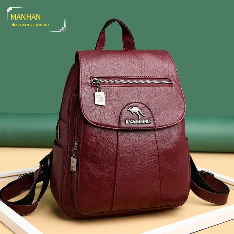 

High Quality Leather Backpack Women High Capacity Travel Backpack School Bags Fashion School Backpack for Women 2020 Mochilas
