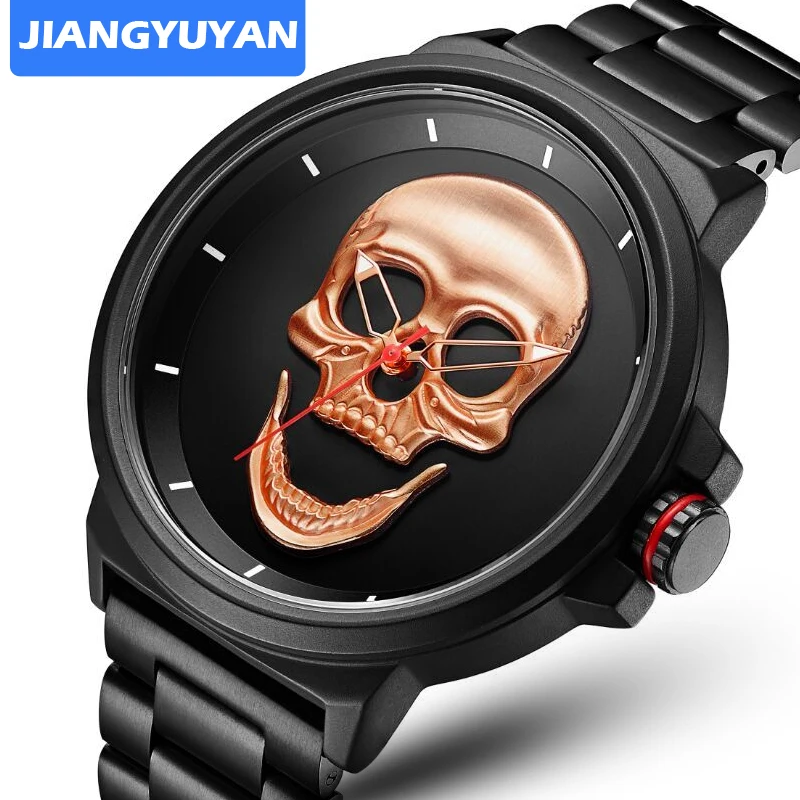 

Часы мужские, черные, с пиратским черепом, кварцевые, водонепроницаемые, силиконовые