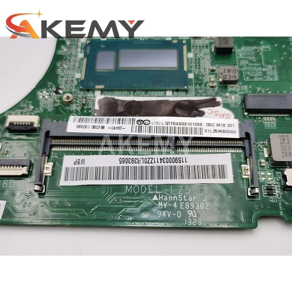 

SAMXINNO High quality DA0LZ5MB8D0 Rev:D FOR Lenovo Ideapad U330 U330P Laptop Motherboard SR1EN I3-4030U DDR3 100% Fully Tested