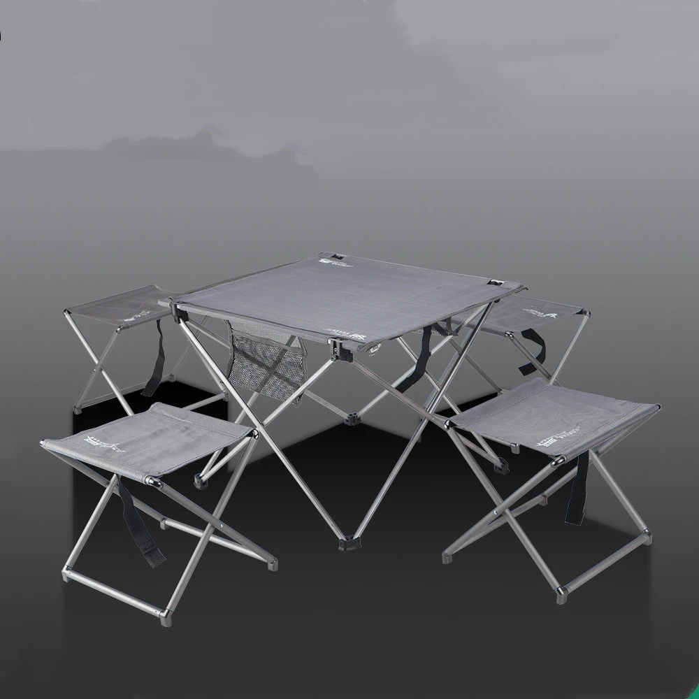 Online Alaşım Ultra Hafif Taşınabilir Beş Adet Kombinasyon Açık Kamp Piknik Barbekü Kendi Kendine Sürüş Seyahat Katlanır Masa Ve Sandalye Aracı