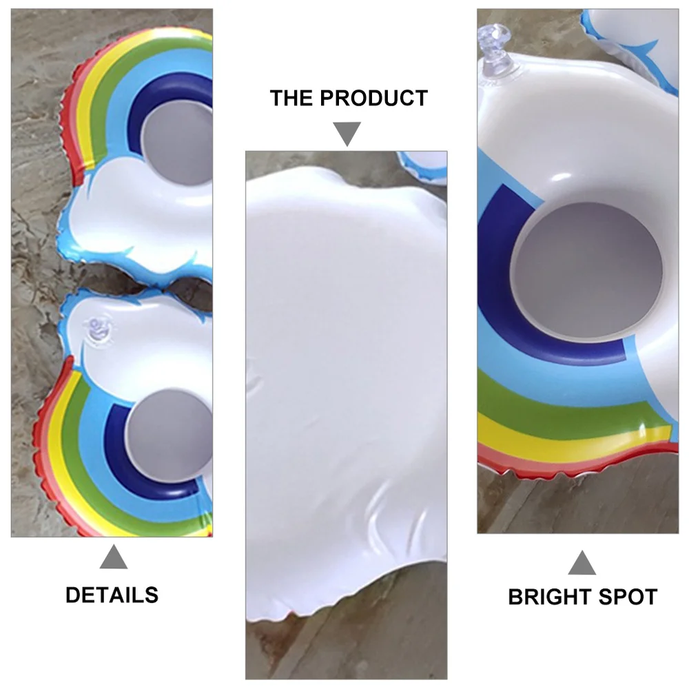 

4pcs Inflatable Floating Rainbow Drink Holder Swimming Pool Float Coasters