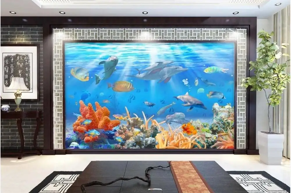 3D фрески обои на заказ фото HD подводный мир Дельфин фон настенные бумаги декор