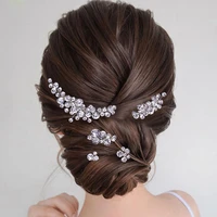 floralbride handmade clear rhinestones crystal bridal hair comb hair pin set wedding headpieces women jewelry hair accessories