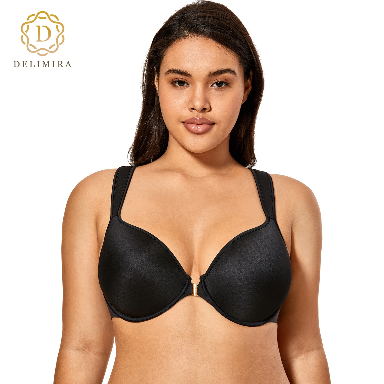 Delimira Women's Full Coverage Racerback Underwire Light Padded Front Closure Bra