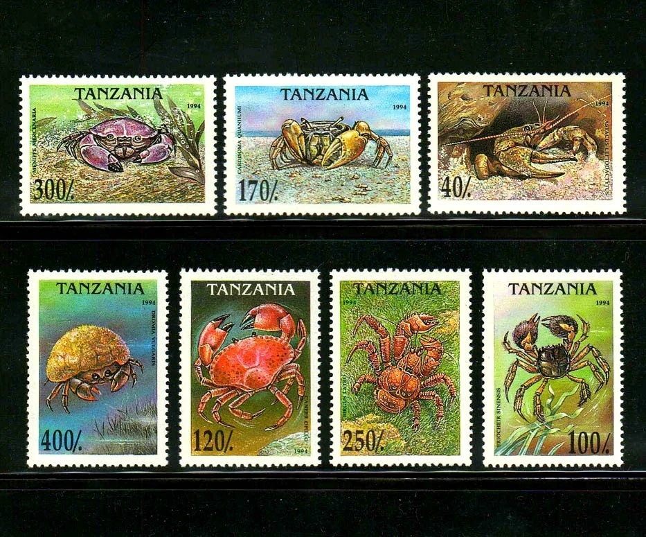 

7 шт./компл. новая почтовая марка Танзании 1994 марки ракообразных морских крабов MNH