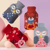 winter warm heat reusable hand warmer cute rubber stress pain relief therapy hot water bottle bag with soft knitted cover
