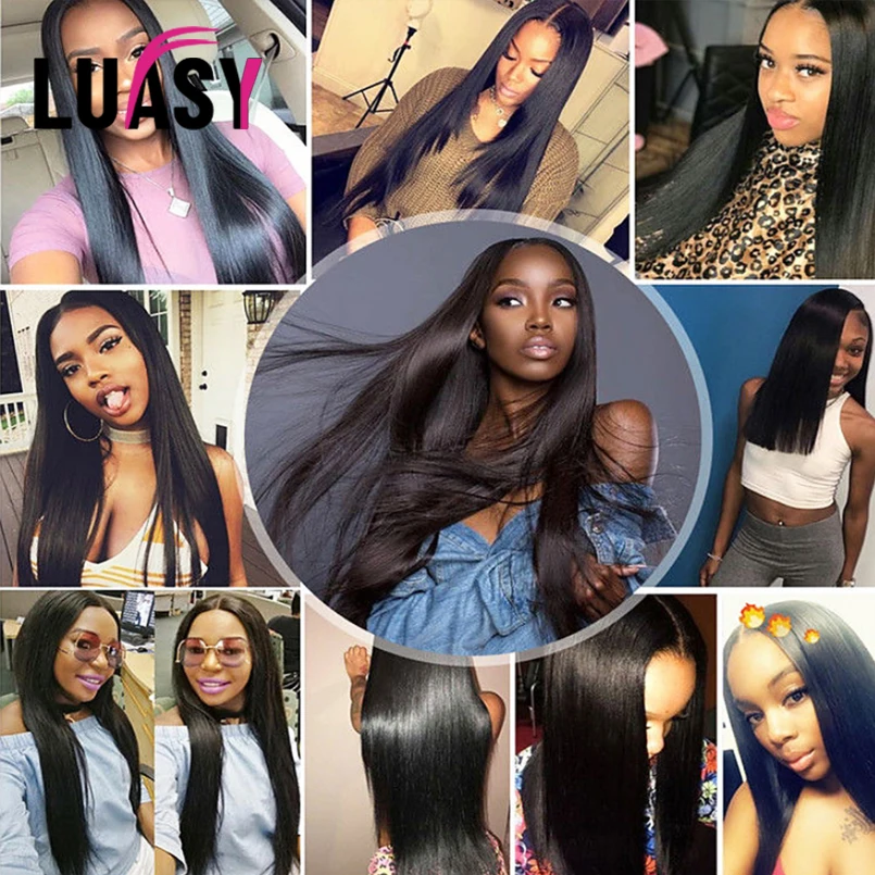 Luasy бразильские вплетаемые волосы пряди с закрытием прямые 100% Remy человеческие