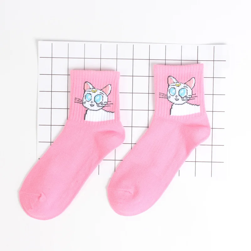 I Женские носки с забавными персонажами из мультфильмов Harajuku, забавные Модные женские хлопковые носки с милым рисунком для скейтборда - Цвет: I