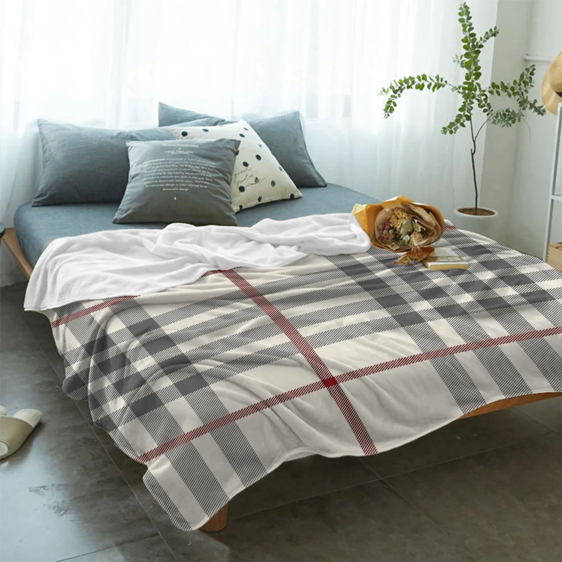 Классический бежевый плед с геометрическим принтом сон одеяло мягкие удобные