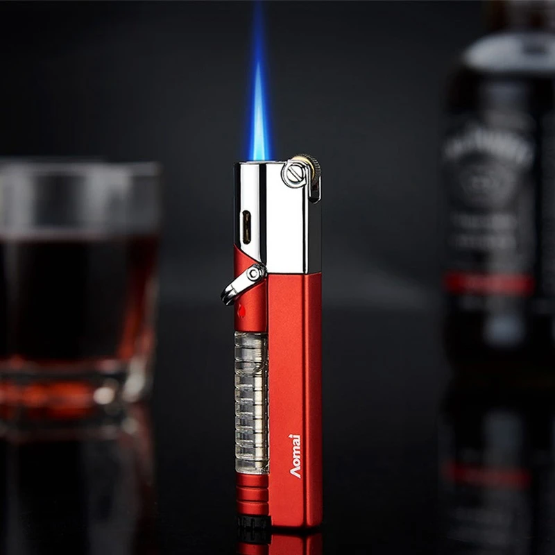 

2021 Strip Torch Jet Lighter Windproof Gas Window Metal Lighter Inflatable Butane 1300 C Cigarette Cigar Lighter Gadgets For Men