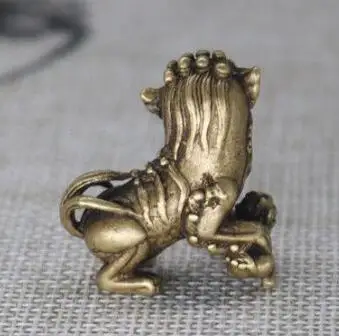 Китай 100% чистый Бронзовый Foo Dog Beast Aniaml Lion Play Ball амулет скульптура | Дом и сад