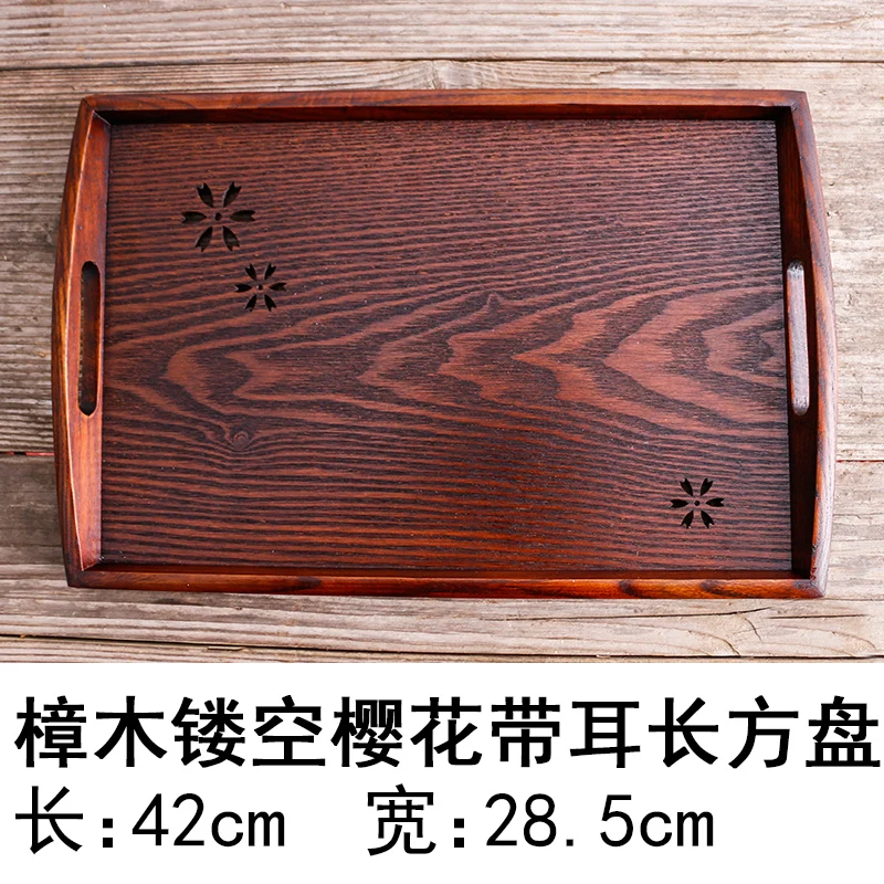 

Vintage Chinese Food Tea Tray Wooden Breakfast Fruit Kung Fu Tea Set Serving Wood Plateau Bois Coffee Table Decor BK50CP