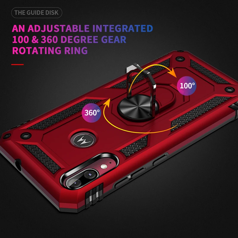 Metal Ring Bracket Phone cases For MOTO E6 Plus Case Cover luxury Business Shockproof back shell moto e6 Covers coque | Мобильные