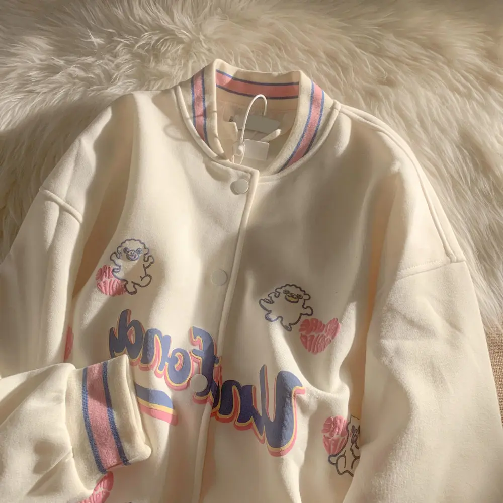 

Retro Jacket Female Spring Autumn Thin Jacket Top Ins Loose Design Sense Niche Cool Baseball Uniform Women Jacket
