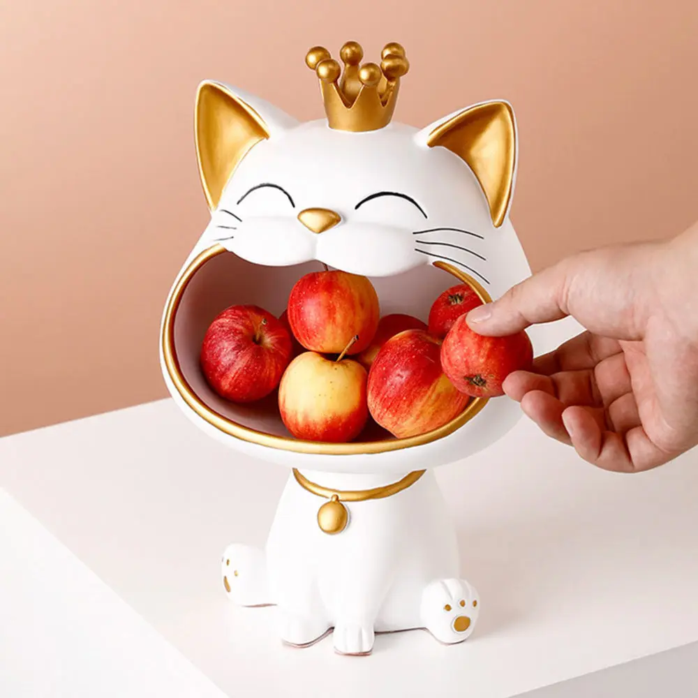 

1Pc Cat Shaped Storage Tray Creative Storage Decor Home Desktop Adornment White