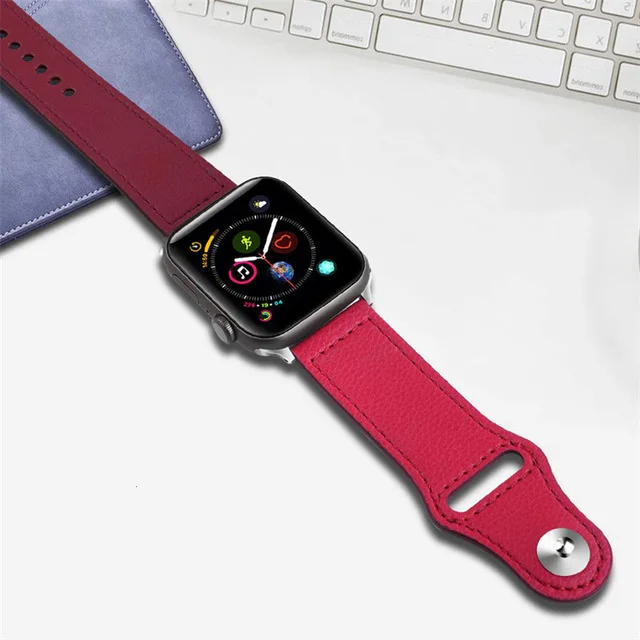 S red-purple Lbiaodai кожаный ремешок для apple watch 4 44mm 40mm apple watch ремешок 42 мм/38 мм ремешок для apple watch iwatch band 40mm ремешок apple watch ремешок для apple watch 3 ремешки для apple watch 4 - Цвет ремешка: S red-purple