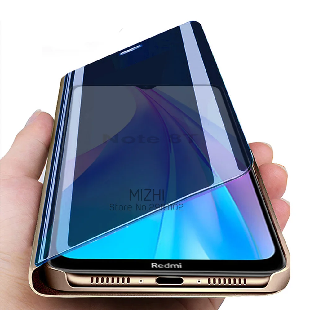 Чехол для xiaomi redmi note 8 t умный зеркальный чехол t8 чехлы с подставкой телефона