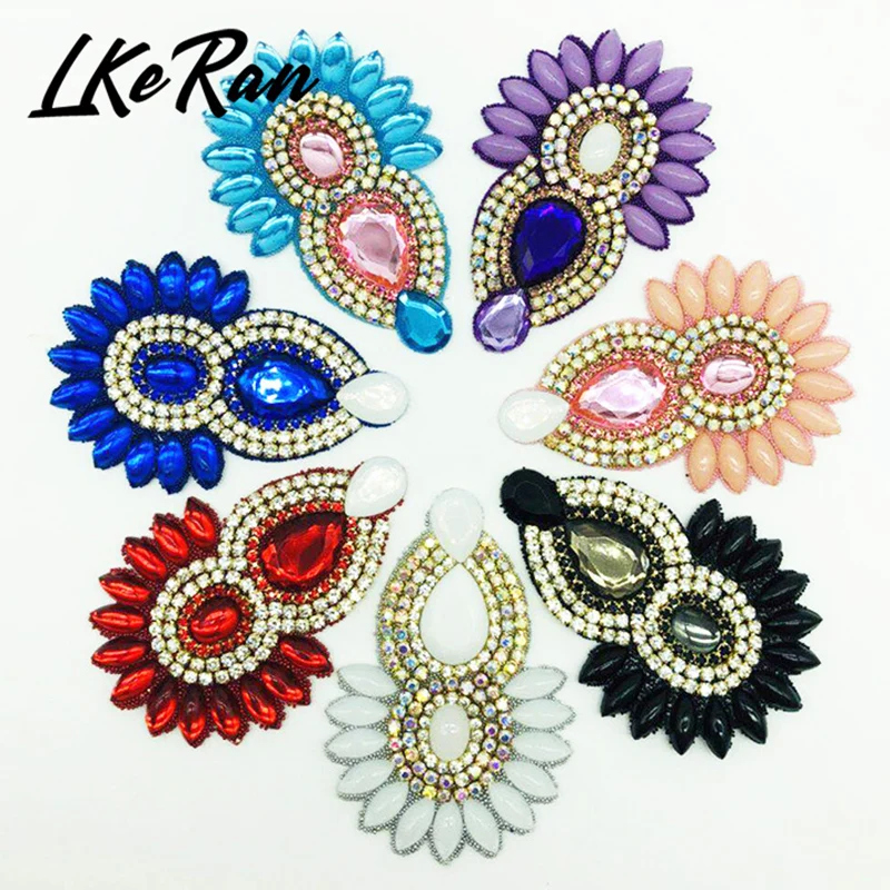 2 шт./лот блестящие стразы аппликация в форме цветка акриловый пояс для плоской