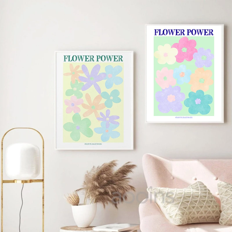 Современные плакаты в стиле среднего века с цветочным принтом абстрактные