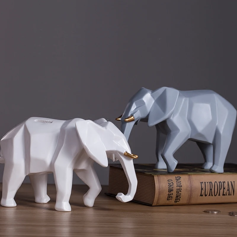 

CREATIVE AFRICAN ELEPHANT RESIN PIGGY BANK PERSONALITY GEOMETRY ART HOME DECORATION COIN MONEY BOX