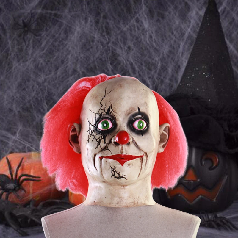

Scary Doll Latex Mask with Hair Full Face Carnival Costume Halloween Masquerade Adult Party Cosplay Costume Mask Halloween Props