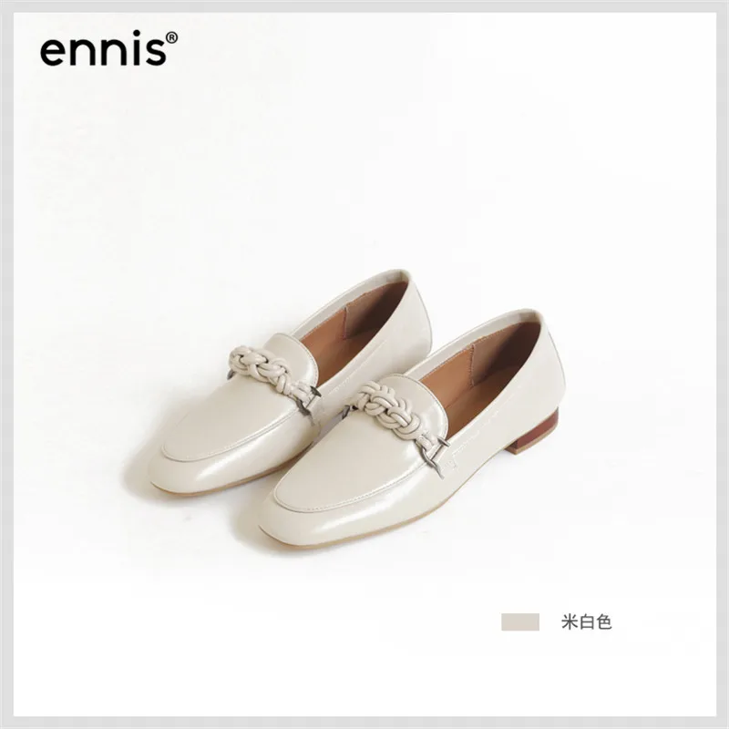 Beige ENNIS/ г.; дизайнерские женские лоферы; мокасины из натуральной кожи; женская повседневная обувь без застежки на плоской подошве; модные туфли-лодочки с цветочным принтом; C9114 - Цвет: Beige