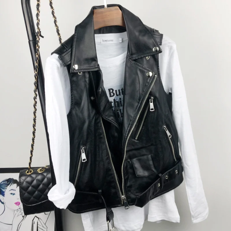 2021 весенне-осенняя Повседневная куртка из искусственной кожи женский жилет без