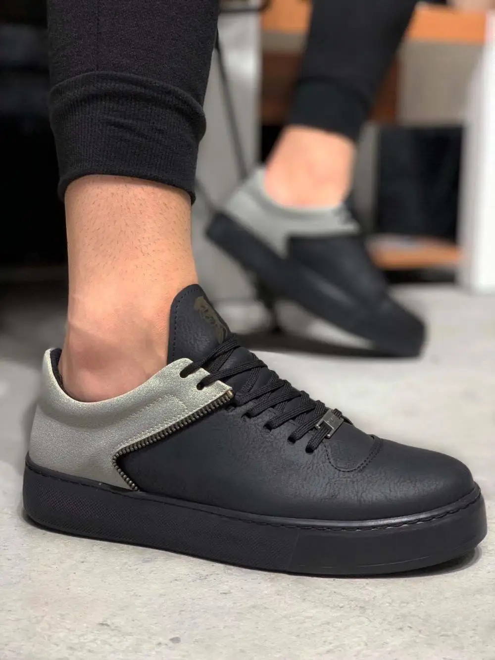 

Повседневная обувь Knack 099, черного, серого цвета, Высококачественная натуральная кожа, ручная работа, «сделай сам», кожаное ремесло