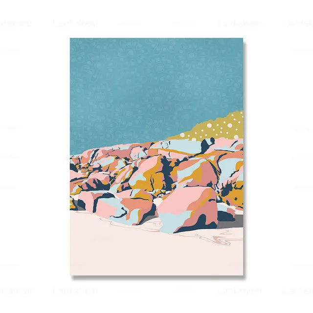 Холст с изображением пляжа Постер и принты пастельный прибрежный абстрактный