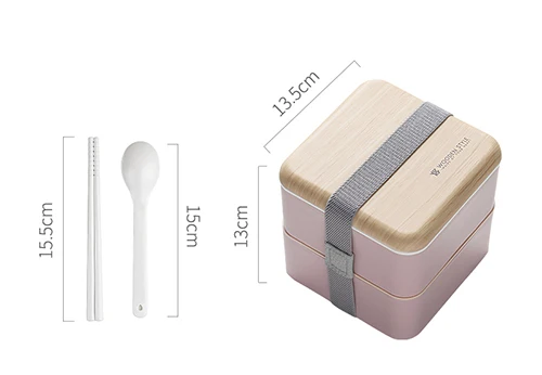 Ланч-бокс двойной слой 2 сетки Bento коробки японский контейнер для продуктов портативный Microwavable для детей офиса - Цвет: 1400ml Pink