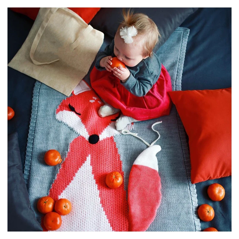 Детские одеяла с лисьими ушами пеленки для новорожденных из муслина вязаные