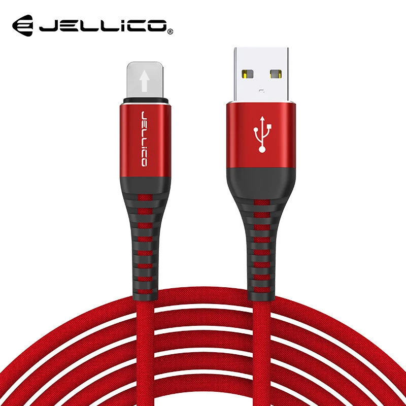 Красный Jellico 3A USB кабель для зарядки iphone XS max Xr X USB кабель для быстрой зарядки для iphone 8 7 6 5S Plus телефон зарядное устройство - Цвет: Красный