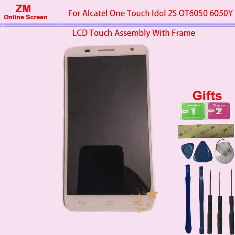 ЖК дисплей RYKKZ для Alcatel One Touch Idol 2S OT6050 6050Y сенсорный экран с рамкой дигитайзер в