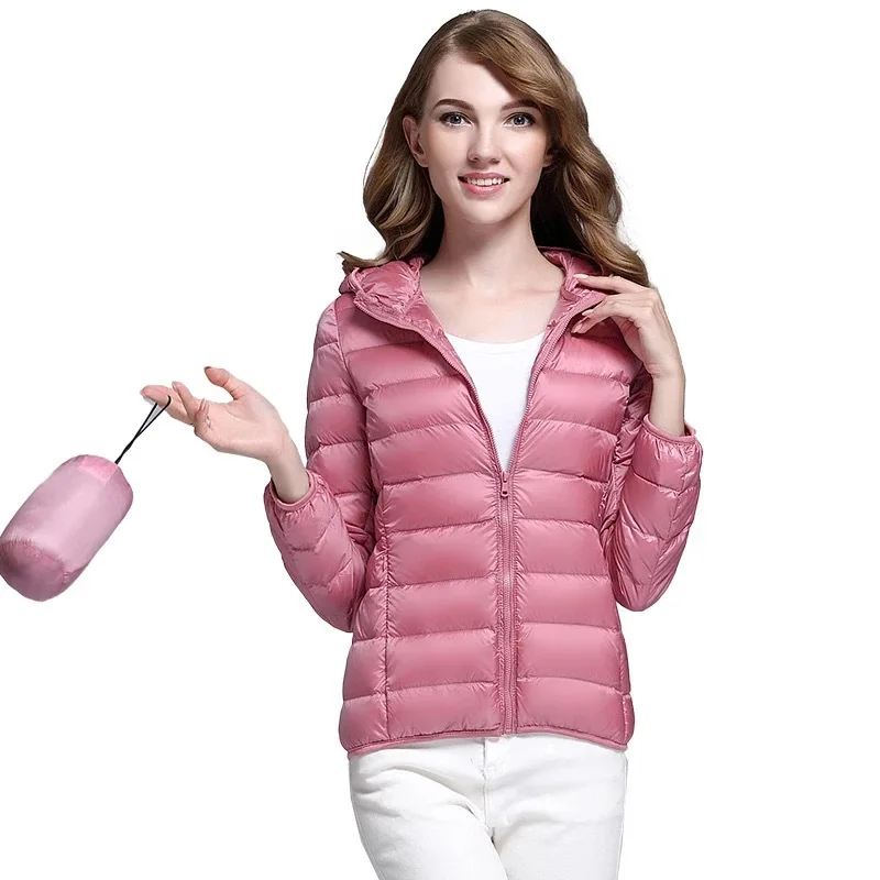 

2019 Autumn And Winter Thin Womens Slim Fit Hooded Short down Jacket
